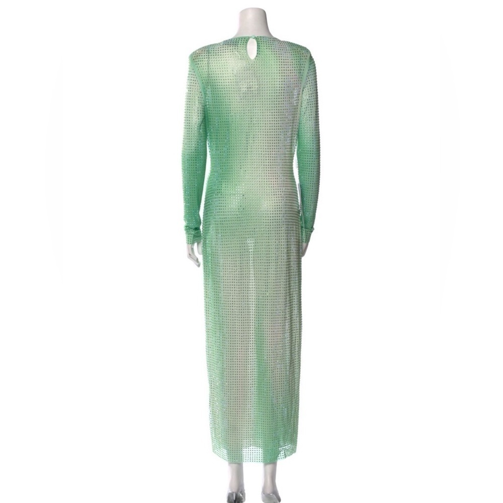 SELF-PORTRAIT Mint Green Crystal Embellished Mesh Midi Dress Size 8 NWT - Picture 9 of 10